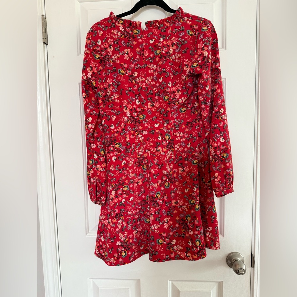 LOFT Red Floral Ruffle Dress - Picture 2 of 3